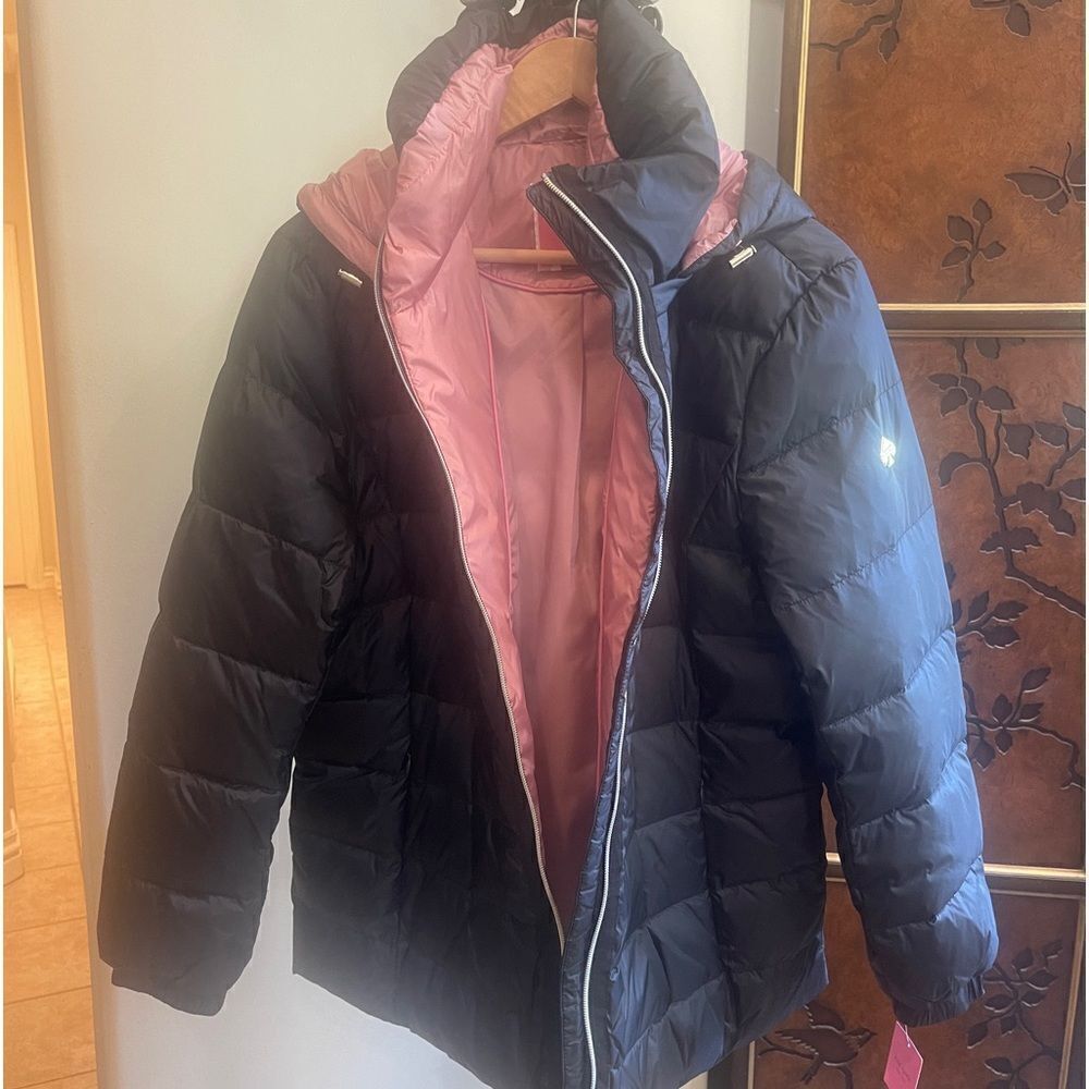 Kate Spade ♠️ Black Puffer Jacket with Rose Pink Interior & Accents!